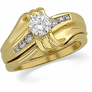 Accented Engagement Ring or Duo Band