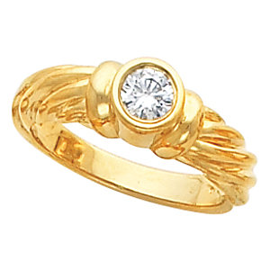 Bezel Set Solitaire Engagement Ring or Band