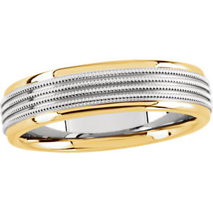 Comfort-Fit Two-Tone Milgrain Band