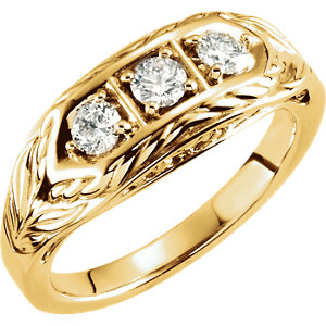 Three-Stone Leaf Ring