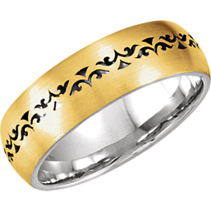 Comfort-Fit Two-Tone Laser Pierced Band