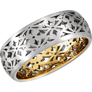 Comfort-Fit Two-Tone Laser Pierced Band