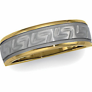 Grooved Greek Key Design 6.75mm Tapered Bands