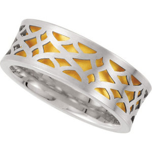 Comfort-Fit Two-Tone Laser Pierced Band