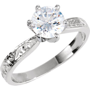 Hand-Engraved Solitaire Engagement Ring Base or Band