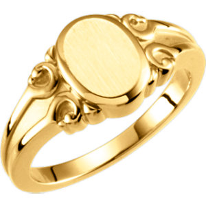 Open Back Oval Scroll Design Signet Ring