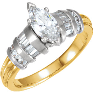 Baguette Accented Engagement Ring or Band