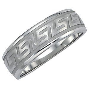 Greek Key Design 7mm Tapered Band