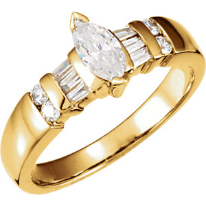 Baguette Accented Engagement Ring or Band