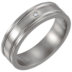 Diamond Titanium Grooved Comfort Fit 6mm Band