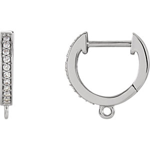 Diamond Lever Back Earrings with Vertical Ring