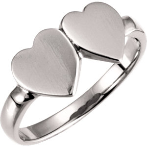 Open Back Double Heart Signet Ring