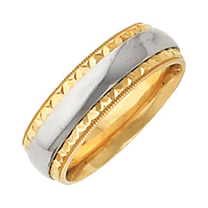 Comfort-Fit Two-Tone Milgrain Band