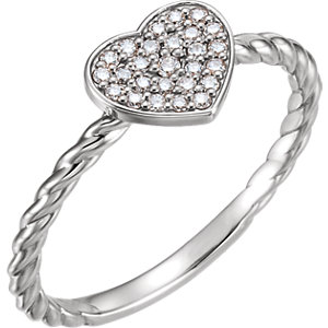 Diamond Heart Rope Ring