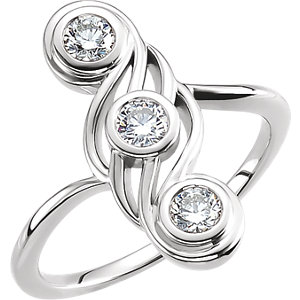 Three-Stone Bezel Set Ring