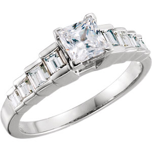 Baguette Accented Engagement Ring or Band